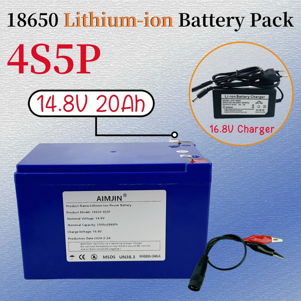 

18650 4S5P 14.8V 20Ah Lithium-ion Battery Pack Built-in BMS Suitable for 16.8V Equipment, High-power Inverter, Tourist Car Solar