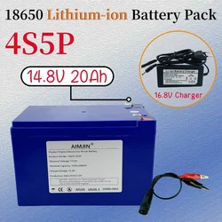 18650 4S5P 14.8V 20Ah Lithium-ion Battery Pack Built-in BMS Suitable for 16.8V Equipment, High-power Inverter, Tourist Car Solar