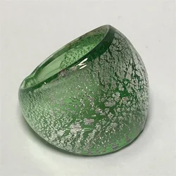 Handmade For Neutral Women Men Retro Style Murano Glass Liuli Silver Color Pure Green Finger Rings Fashion Jewelry