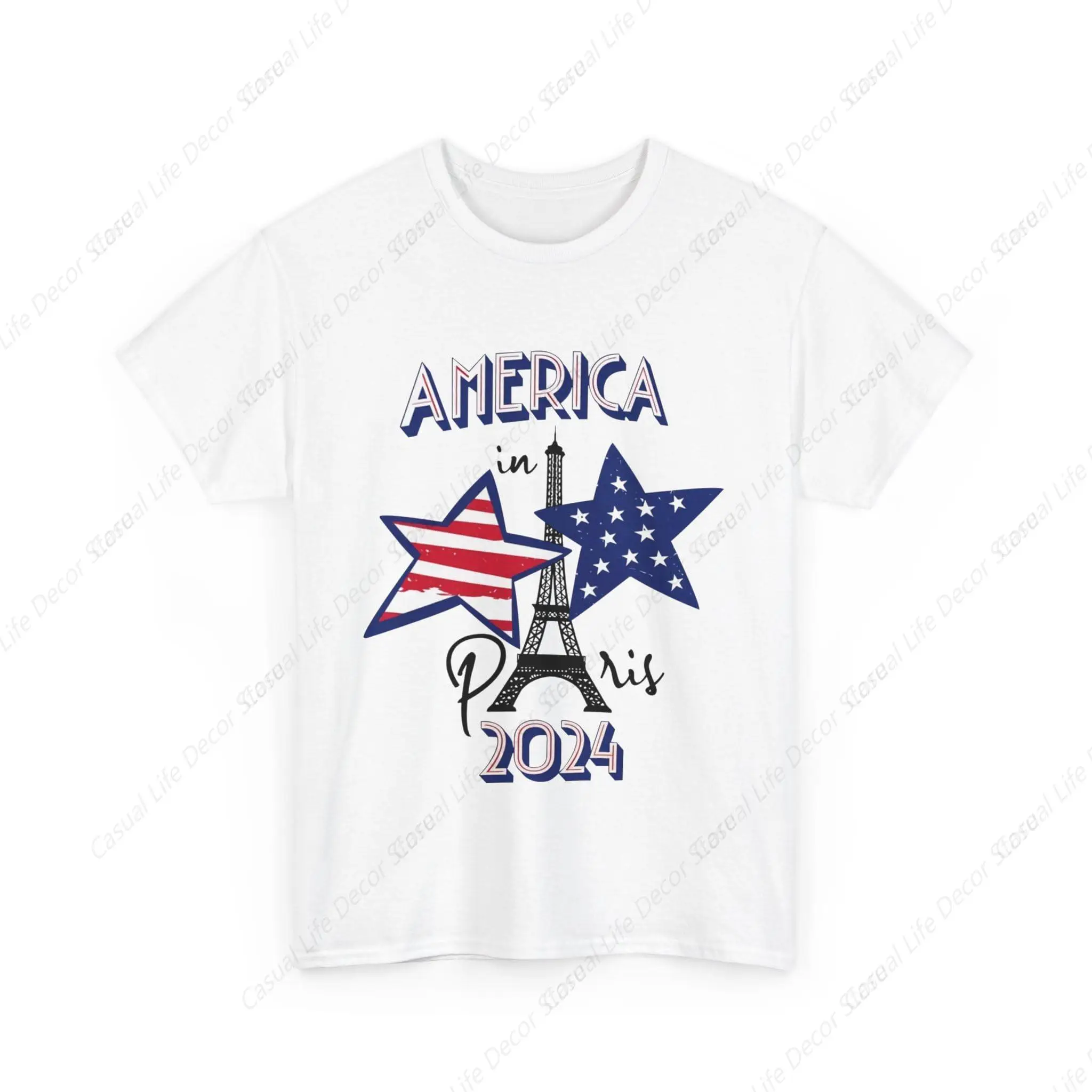 Тяжелая хлопковая футболка унисекс с флагом США, футболка для летних Олимпийских игр в Париже, футболка для путешествий американской группы