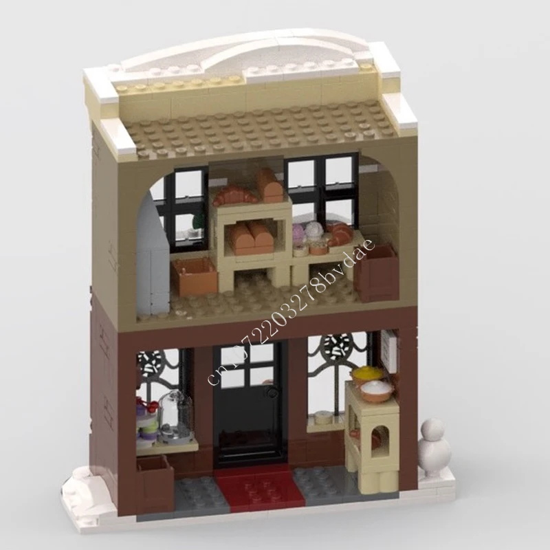 Bloques de construcción de pueblo de invierno para niños, juguete de ladrillos para armar panadería, serie MOC Creative street view, ideal para regalo, 423 piezas