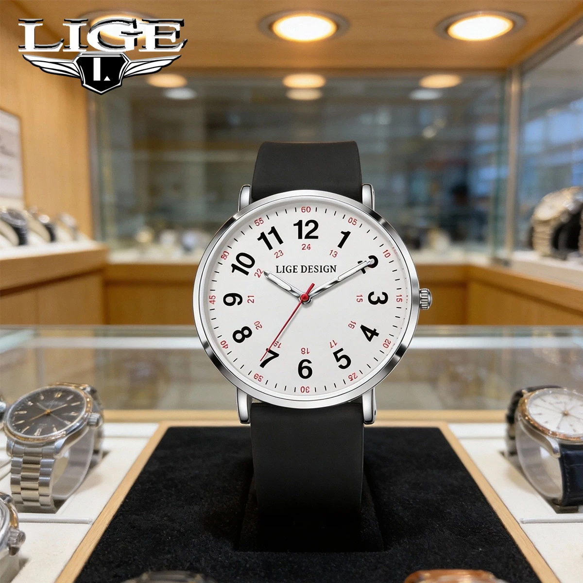 

Мужские часы LIGE, классические, элегантные, кварцевые, с календарем, водонепроницаемые, деловые, для мужчин.