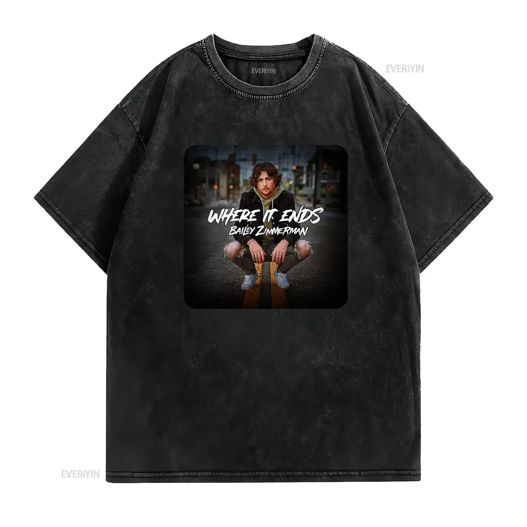 BAILEY ZIMMERMAN Where It Ends T Shirt  Cotton Black S to 5XL HC1117 vintage Washed Casual Stretched Breathable graphic