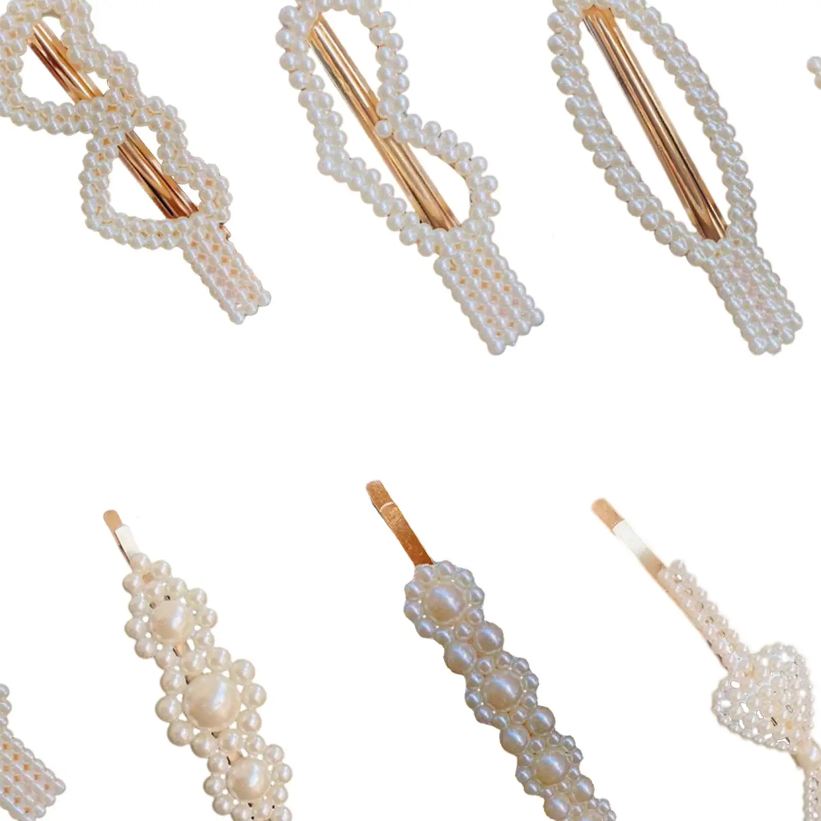 10x Pearl Hair Clips Pins Barrette Hair for Geometric DIY Hair Bow Accessory