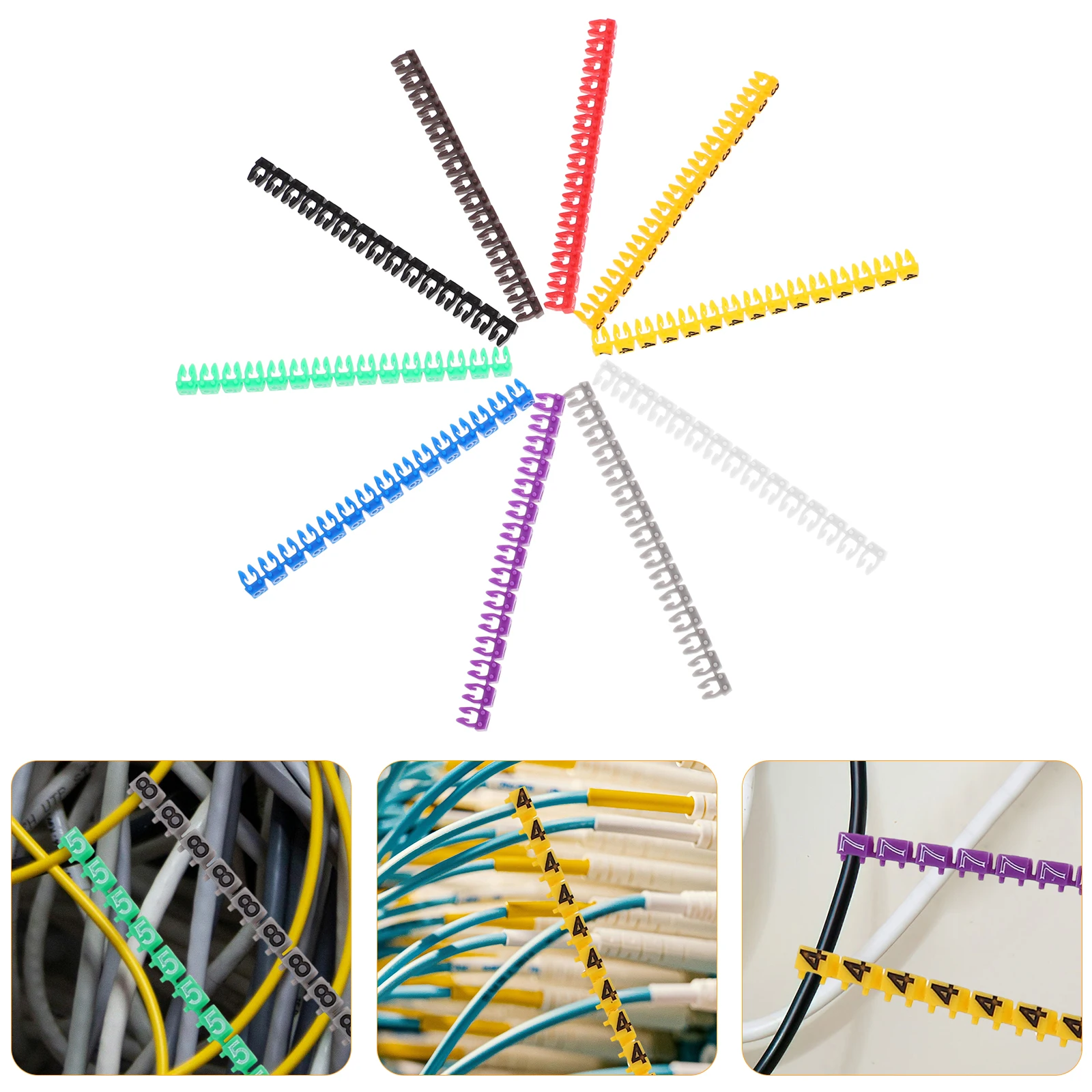 

150Pcs Multicolor Clip-On Cable Markers Number Identification Tubes for Wire Management