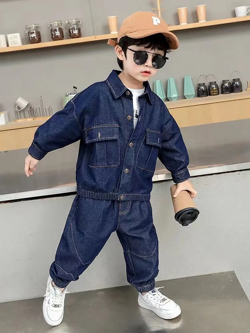 Baby Boy Boutique Clothing Set Fashion Boys Denim Jacket and Pants 2 Pcs Outfits Spring Autum Kids Bebes Girls Suits 2-10 Years