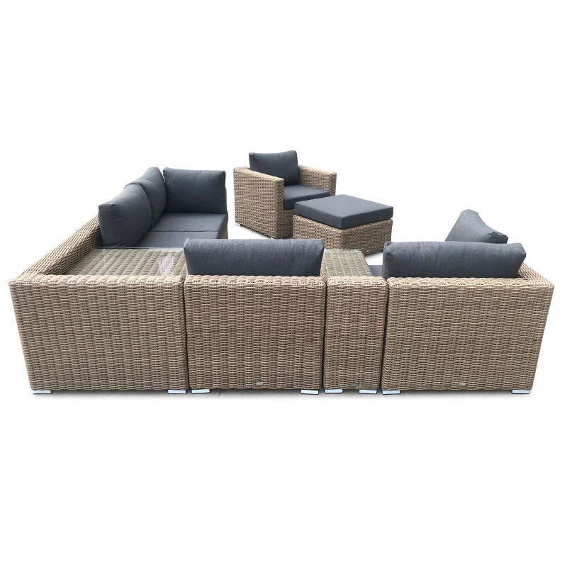 Patio Luxury Modern Set Aluminum Outdoor Rattan Sofa Garden Waterproof Fabric