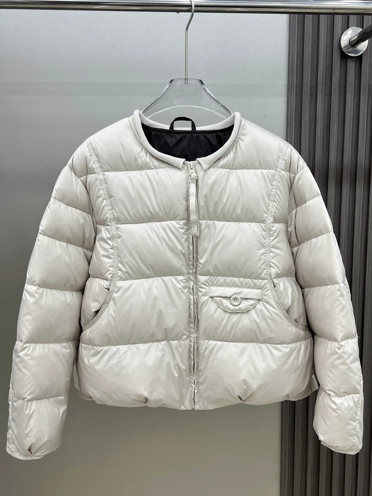 

Lightweight ort Puffer Jaet Women's round Ne down Coat Bread Design Sensation Korean Sle 90% White Du Feather Outer...