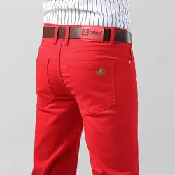 Men's Colorful Denim Stretch Stretch Jeans New Elastic Yellow Pink Red Slim Male Clothing Simple Business Denim Trousers