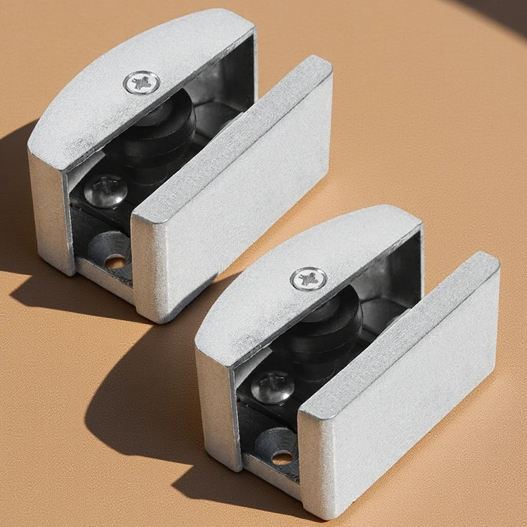 

2pcs Shower Door Bottom Guide Aluminum Alloy Rubber Anti-Swing For Glass Sliding Door Replacement Parts Track Bumper