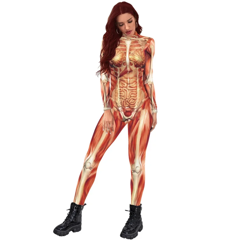 Color Cosplayer New Zentai Suit Halloween Bodysuit Adult Funny Muscle Suit 3D Printed Jumpsuit Cosplay Costume Spandex Catsuit J