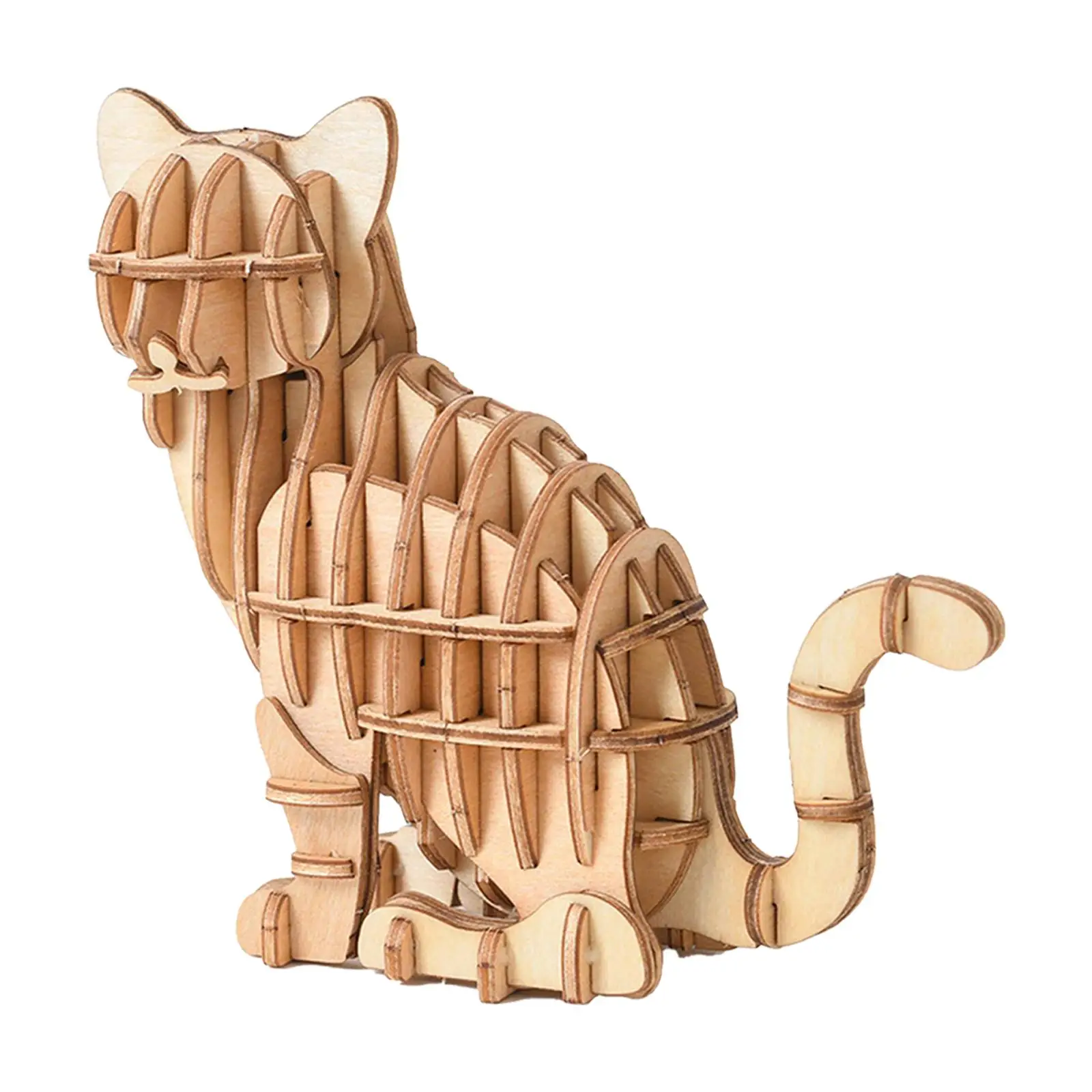 

Wooden 3D Cat Puzzle Sensory Toy Handmade Pretend to Play A Game Puzzle Toy