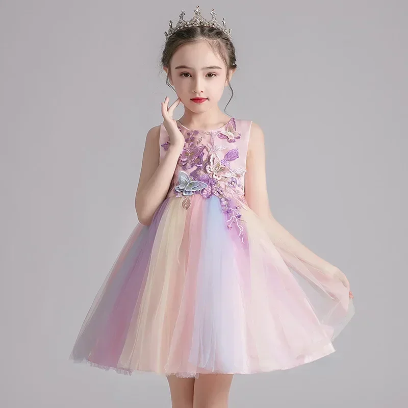 Children's performance attire, host's dress, girl's dress, Korean version, 2021 Chinese children's dress