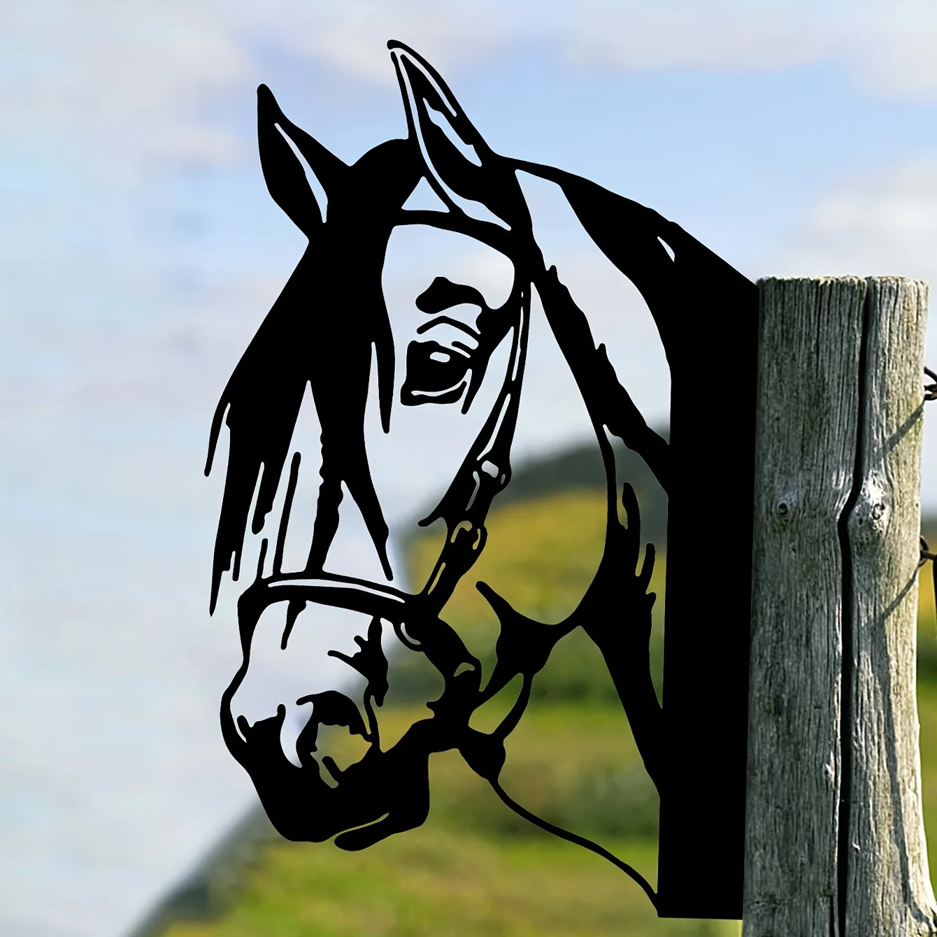 1pc Horse Shape Iron Silhouette Outdoor Garden Fencet