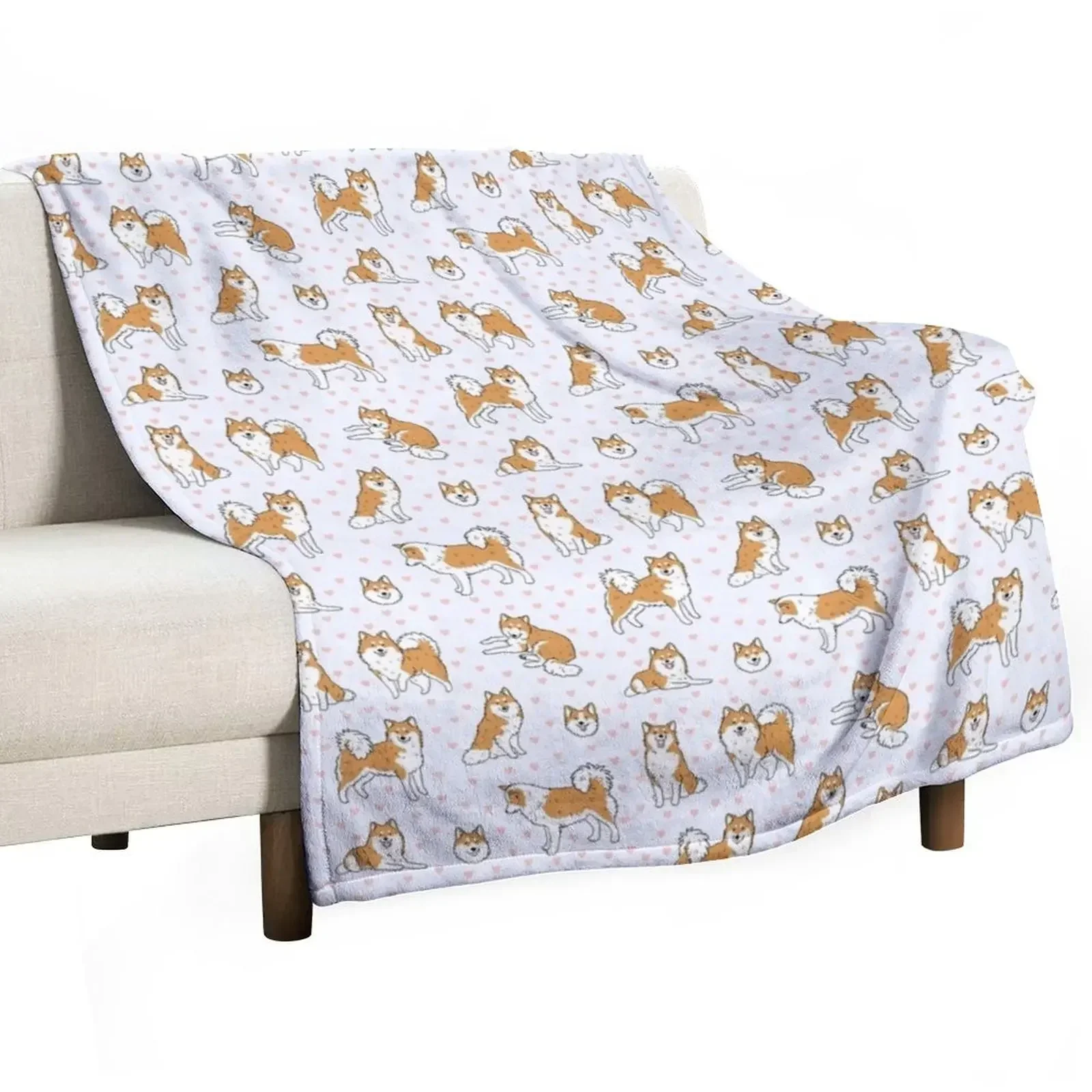 Icelandic sheepdog cute illustration pack Throw Blanket  Hairy Flannel Blankets