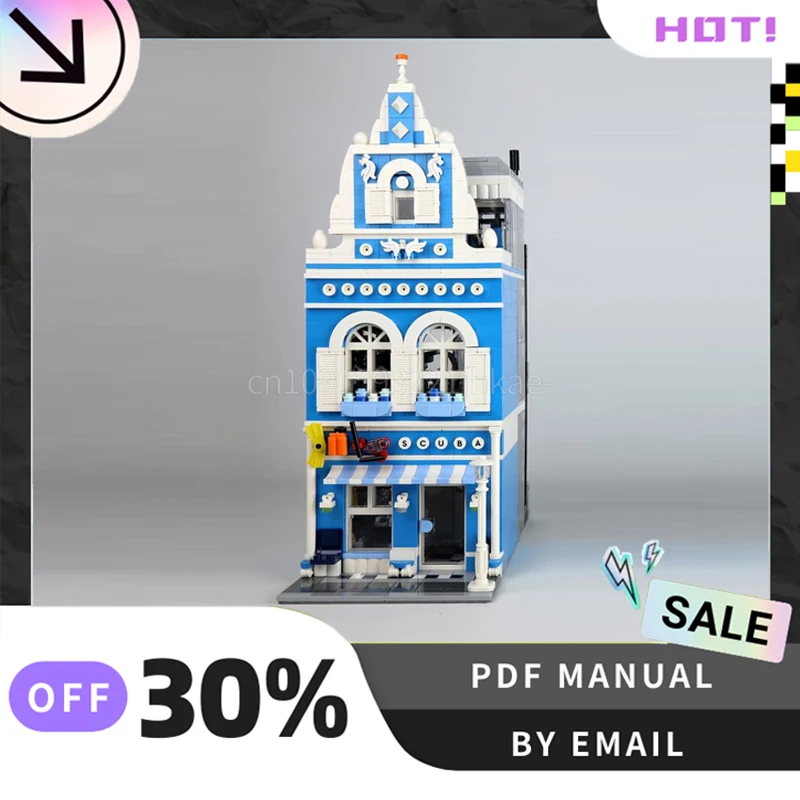 

[2118PCS] Customized MOC Scuba Shop Creative Building Blocks Set STEM Educational Toys DIY Construction Model Kit Birthday Gifts