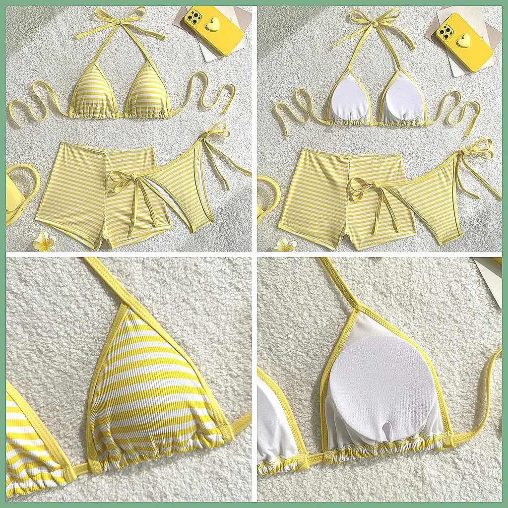 

Сексуальный комплект бикини из 3 предметов с эффектом пуш-ап, женский купальник с высокой талией, пляжные купальные костюмы