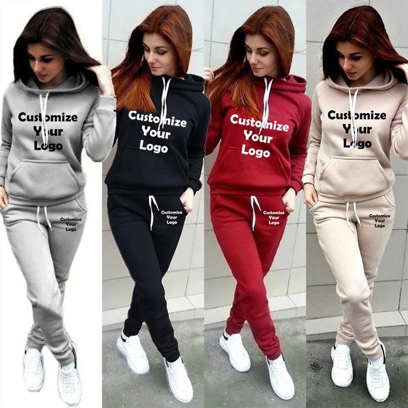 

Customized Womens Hoodie + Sweatpants 2-piece Sweat Suits Tracksuits Hooded Jogging Sports Suits Baseball Uniforms Track Suits