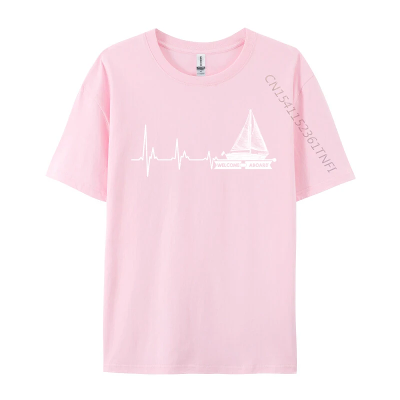 Welcome Aboard Funny Sailboat Heartbeat Comfortable T-Shirts Slim Fit Prevailing Cotton Tops & Tees Street T Shirts For Men