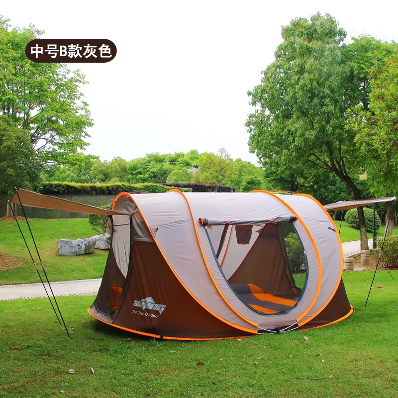 Field camper throw open tent thickened camping windproof rainproof sun protection tent