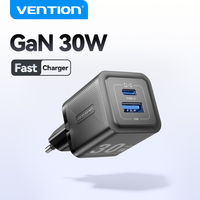 Vention 30W GaN Charger PD Charger For iPhone 15 14 13 12 11 Xs Max Fast Charger PD3.0 QC3.0 Phone Charger Type C Tablets Charge