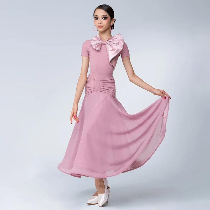 2025 الأطفال الفالس قاعة الرقص فساتين الفتيات الوردي الوطنية القياسية اللاتينية الرقص المنافسة زي المرحلة الدعاوى SL11069