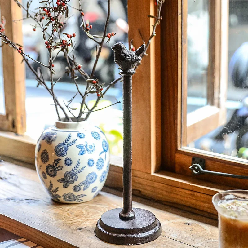 Vintage Cast Iron Craft Bird Tissue Holder Kitchen Paper Towel Holder Desktop Decoration Storage Rack Bathroom Accessories