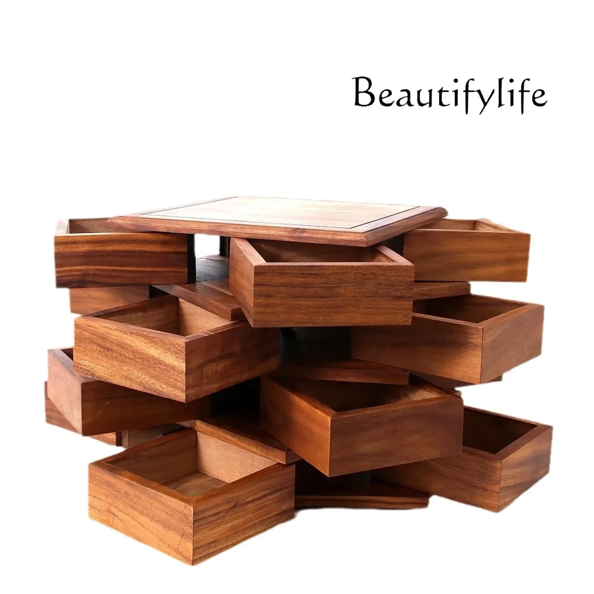 

Ljy South American walnut Luban rotating mechanism box storage tea set jewelry bracelet Wenwan walnut storage bracelet
