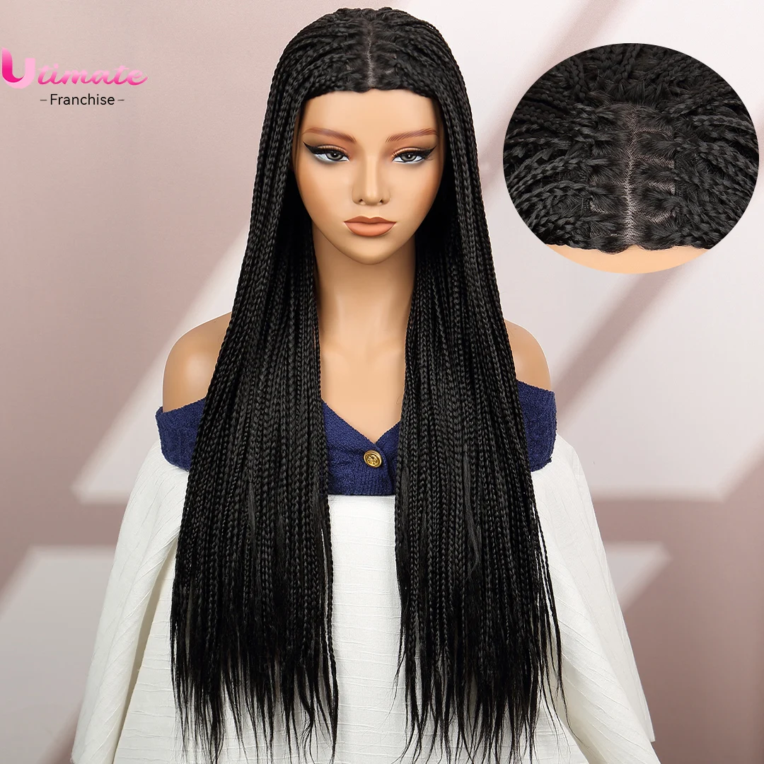 Premium Synthetic Braided Wigs Ombre Colors Protective Style Machine Made Braided Wig 32 inch Long Wigs For Black Women