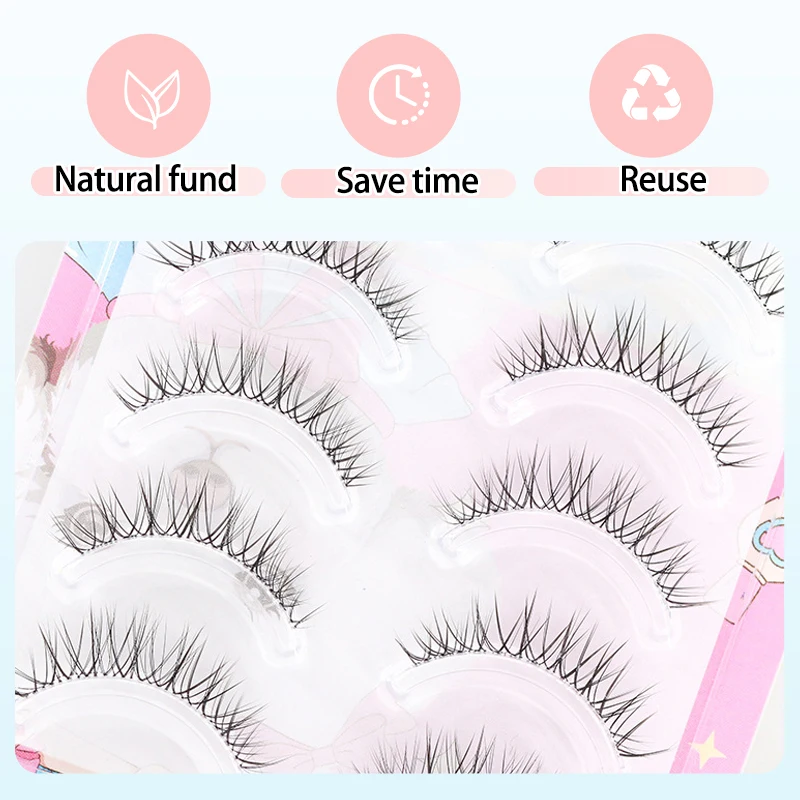 5 par koreańskie sztuczne rzęsy przezroczysta opaska delikatne rzęsy naturalne grube klastry rzęs w stylu Anime miękkie rzęsy Manga makijaż