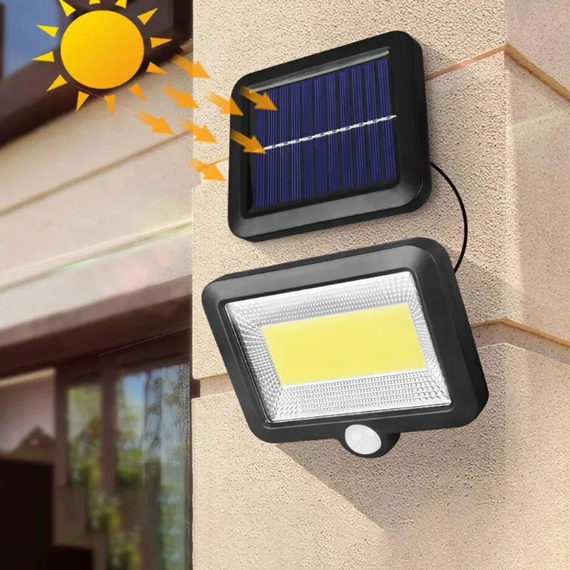 Solar LED Light Outdoor Wall Lamp Split IP65 Waterproof Panel 3 Modes PIR Motion Sensor Sense Garden Patio Porch Garage Lighting