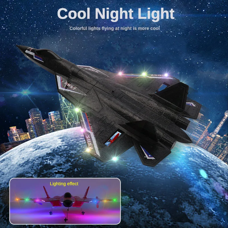 SU57 RC Airplane Radio Controlled Airplane with Light Fixed Wing Hand Throwing EPP Foam SU 57 RC Plane Kids Toys Gifts
