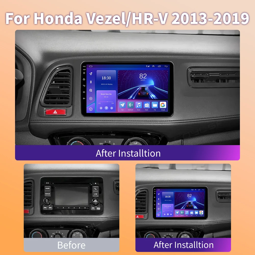 Car Radio 2 Din Android Carplay For Honda HRV HR-V Vezel 2015 2016 2017 2018 2019 Multimedia Stereo 4G Wifi GPS Head Unit No DVD