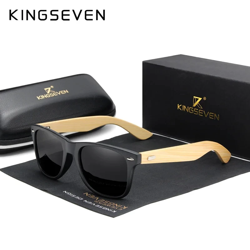 KINGSEVEN Full Frame Bamboo Sunglasses For Men Polarized UV400 Women Wooden Glasses High Quality Gift Driving Sports Eyewear