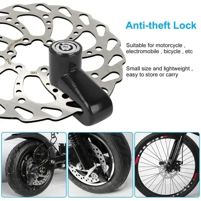 Portable Disc Brake Lock with Coiled Steel Cable & Mount Bracket Anti-Theft Motorcycle Scooter Wheel Lock Heavy Duty Safety