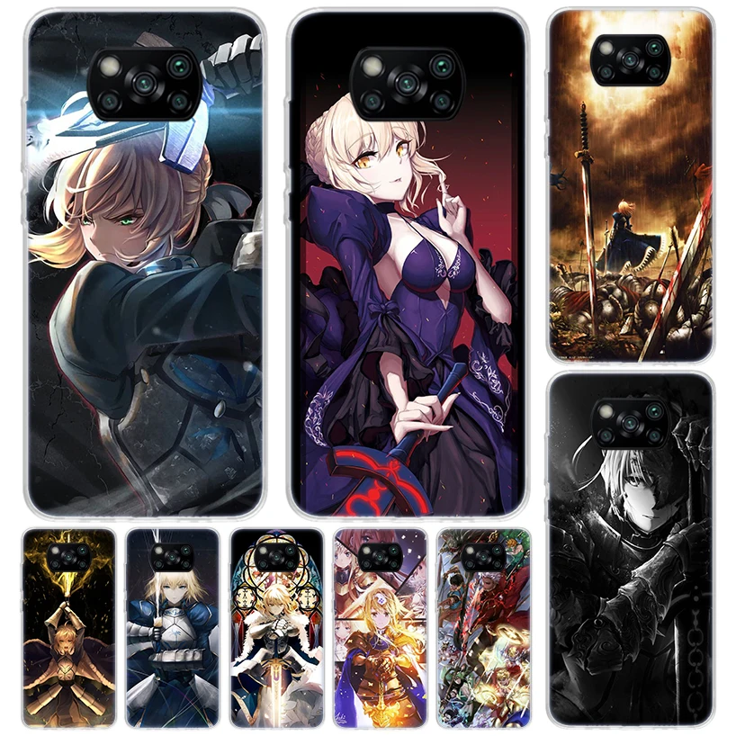 Fate Zero Stay Night Saber Cover For Xiaomi Poco X6 X5 Pro X4 Gt X3 Nfc F6 Phone Case F5 F4 F3 F2 F1 M5S M4 M3 Print Shell Housi