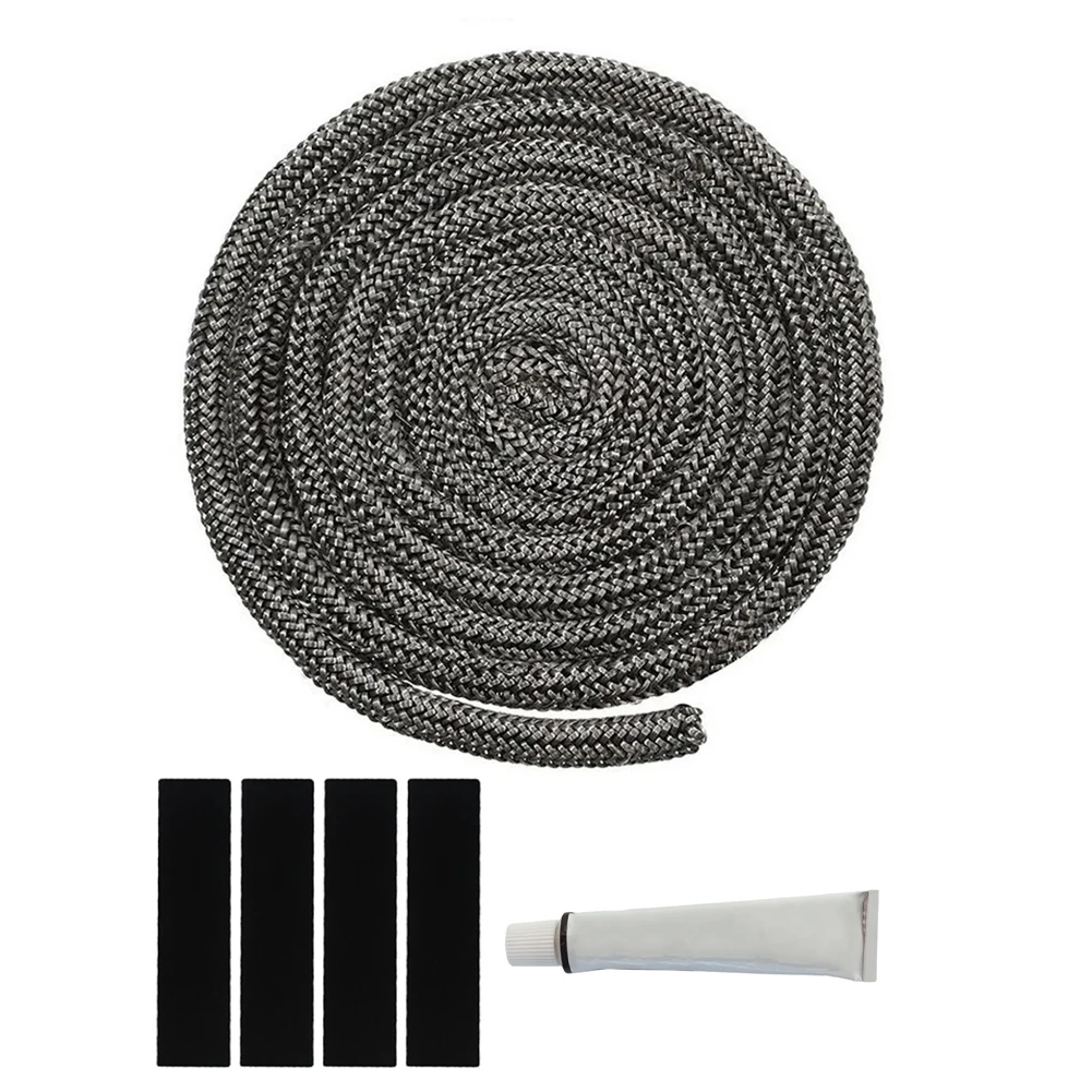 موقد الخشب حشية الباب حبل 6-25 مللي متر 300 سنتيمتر للمدفأة فرن ختم استبدال ارتفاع درجة الحرارة مقاومة الألياف الزجاجية رمادي