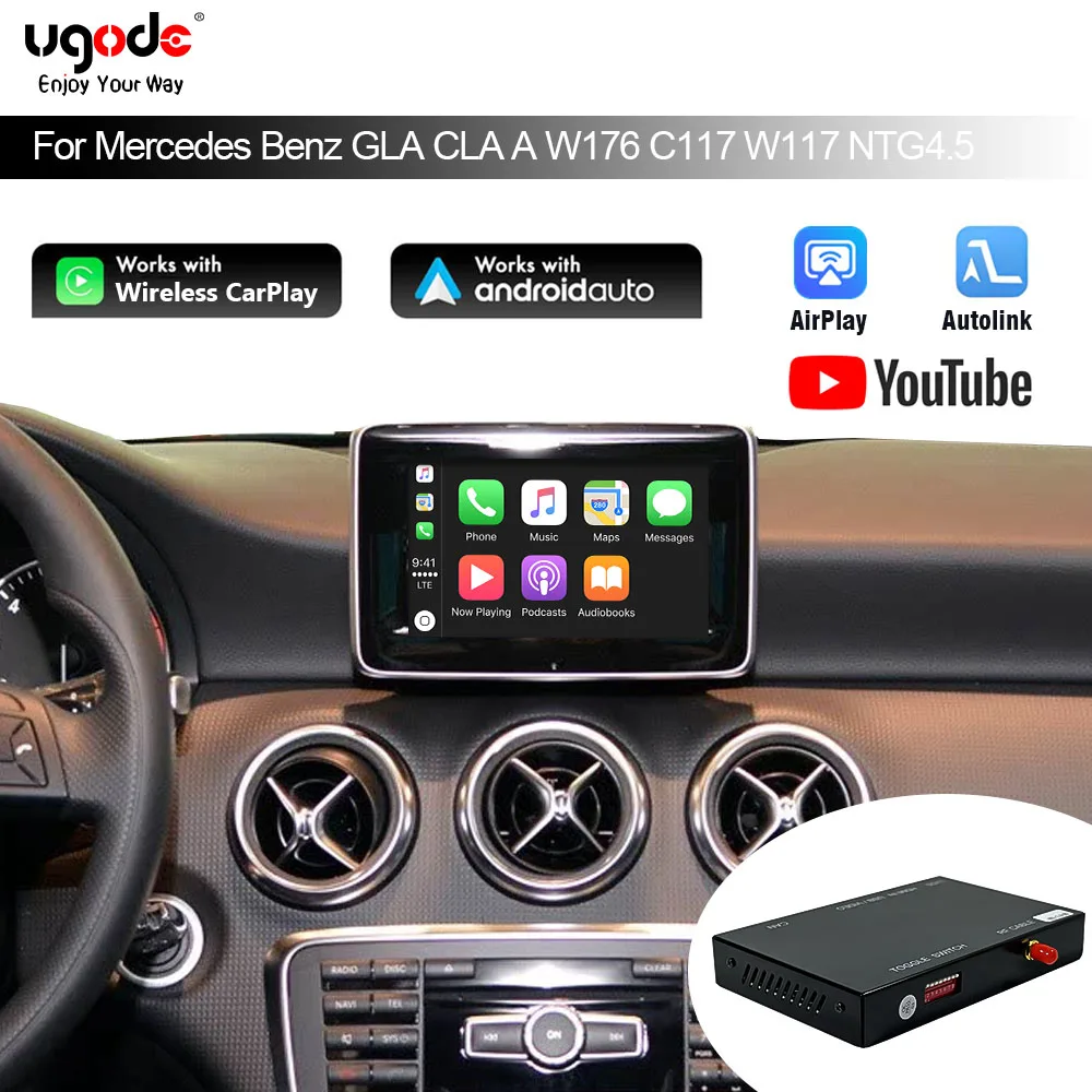 Ugode Wireless CarPlay Android Auto Decoder Box MirrorLink AirPlay for Mercedes GLA CLA A W176 C117 W117 NTG4.5/5.0 2012-2019
