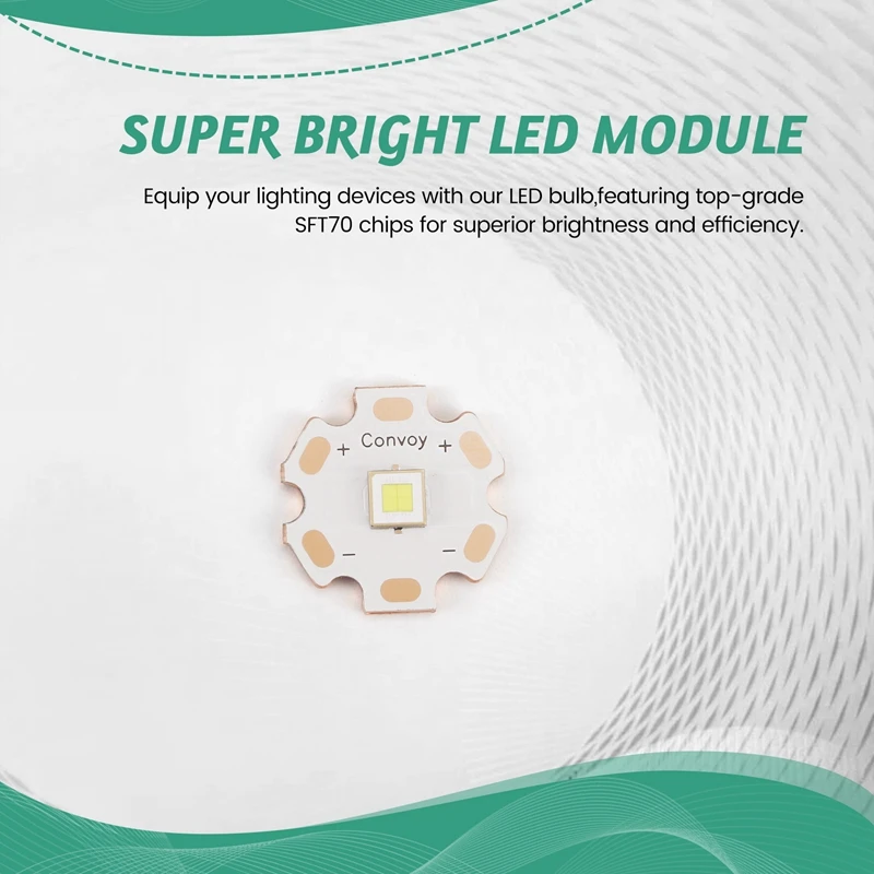 SFT70 LED,6500K Light Emitting Diode หลอดไฟที่มีประสิทธิภาพสำหรับไฟฉายไฟหน้าและอื่นๆพร้อม PCB ทองแดง20mm