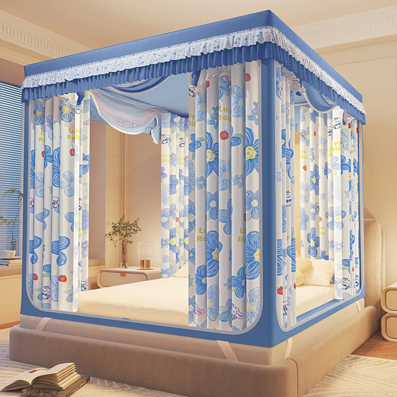 Bed curtain integrated blackout mosquito net household 1.5m 1.8 bed fully enclosed three doors
