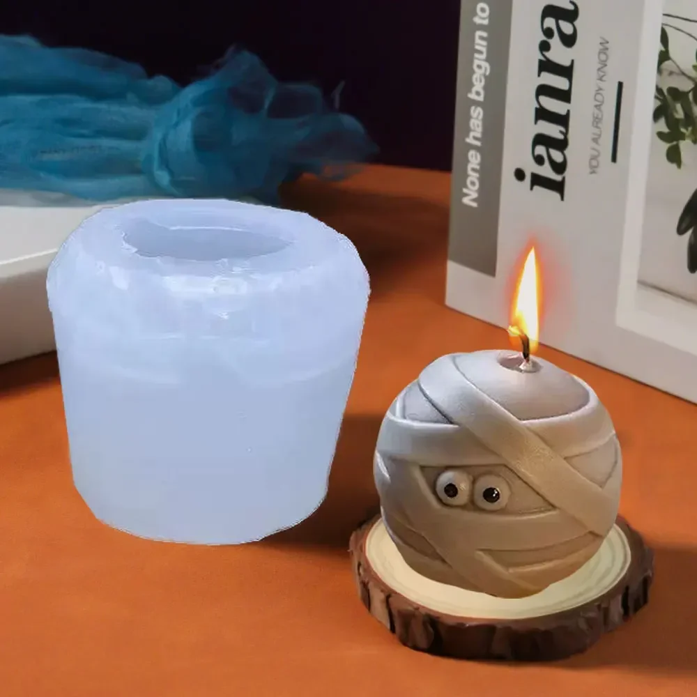 DIY Verletzter Geist Silikon-Kerzenform, 3D-Verband Große Augäpfel Halloween-Dekorationswerkzeug für DIY Cartoon-Harz-Gips-Bastelarbeiten