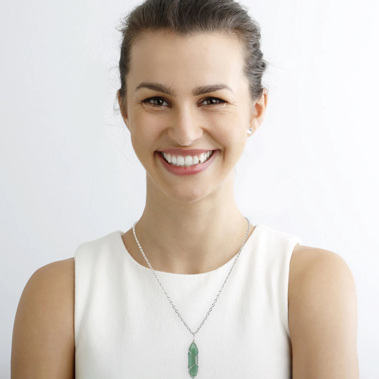

10 Pcs Crystal Pendant Necklace Women Decorative Stone Clavicle Chain Female Fashion Elegant Party Accessories