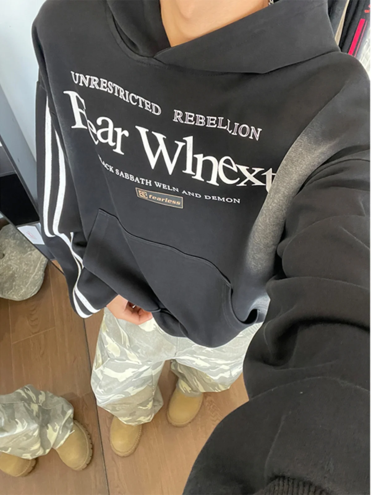 

Мужская толстовка в американском стиле с полосками, осенняя, с буквенным принтом, свободного кроя, премиум-класса, стильная, для пар, повседневная, молодежная, трендовая