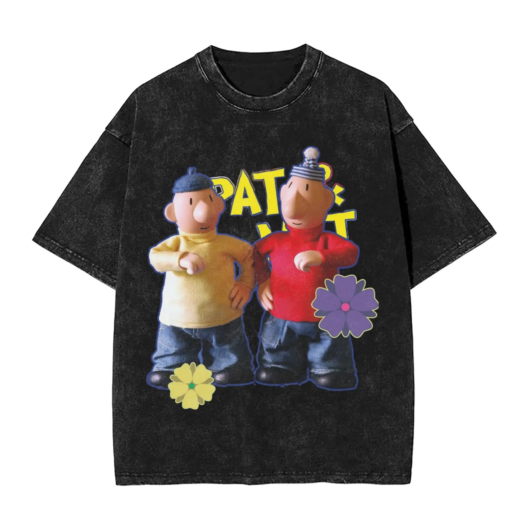 

Oversized Washed T-Shirt Pat and Mat Cartoon Cotton T Shirts Trending Tee Shirt for Men Summer Aesthetic Casual Clothing