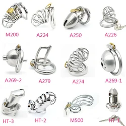 Stainless Steel Male Chastity Device Belt Bird Cage Lock Bondage Restraint Ring for Men with Curved Penis Ring Sex Toys for Men