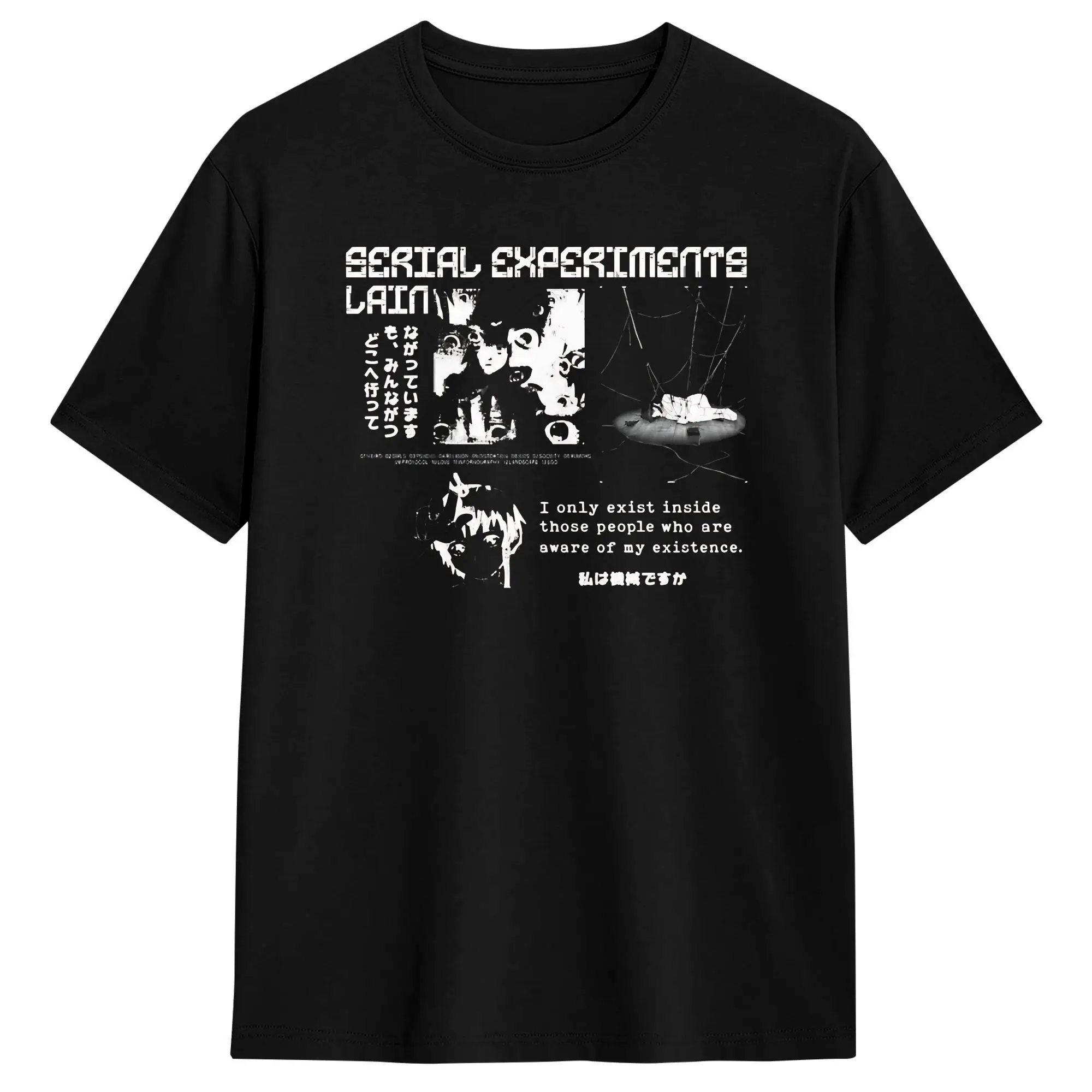 Serial Experiments Lain Cotton T Shirt For Men Summer  Vintage T-Shirts Fashion Tees Big Size Pattern Tops
