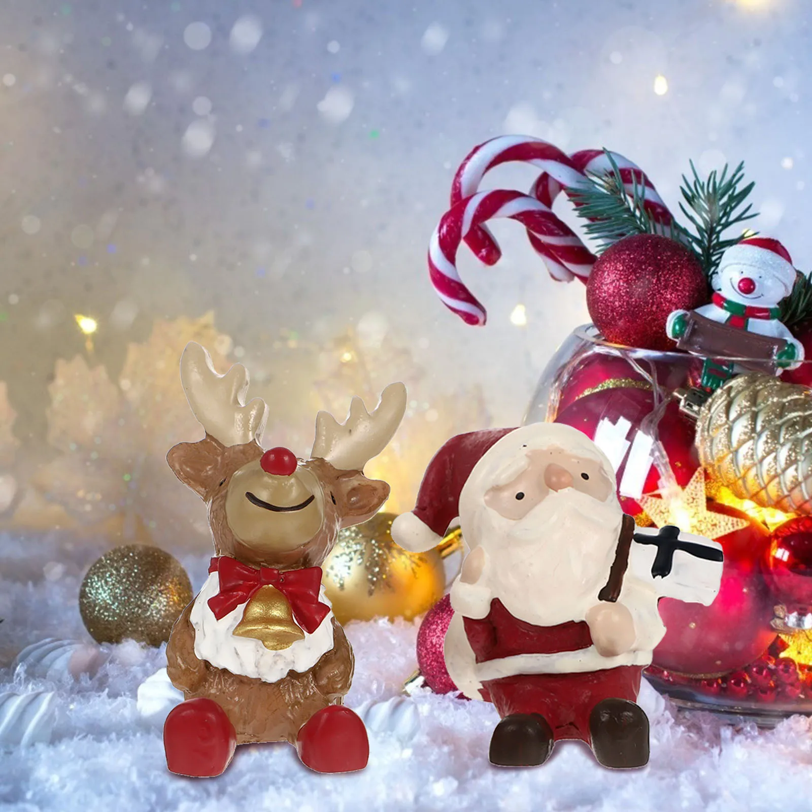 

3pcs Christmas Ornaments Xmas Resin Crafts Decor For Home Desktop Fish Tank Mini Ornament Holiday Party Decoration Gift