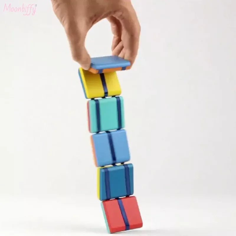 

New Colorful Flap Wooden Ladder Blocks Toy Optical Illusion Jacob’s Infinite Ladder Fidget Decompression Vent Toys For Kid Gifts