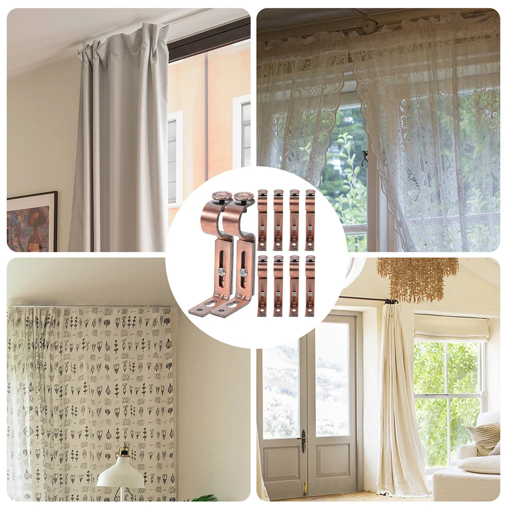 

10Pcs Curtain Rod Bracket Metal Wall Mounted Holder for Door Clothes Pole Kitchen Study Room Dorm Decor Curtain Rod Bracket