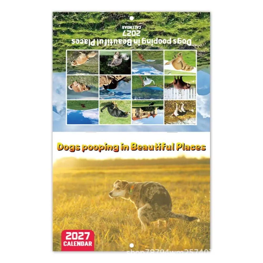 2027 Calendar Wall Calendar Wall Hanging Monthly Layout Dogs Pooping Calendar Funny Design Dog Pooping Wall Calendar Home